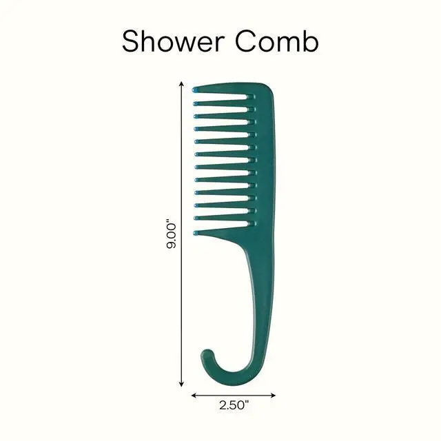 Alt view image 4 of 4 - & Smooth Shower Comb with Hook, Detangler Hair Comb for Women and Men, Wide-Spaced Teeth for Any Hair Type Wet or Dry, Distributes Conditioner, Teal Green