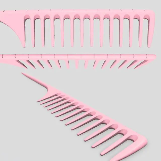 Alt view image 3 of 4 - Wide Tooth Rat Tail Comb for Curly Hair Wet Comb Detangling Parting Hair Comb for Women Men Hair Stylist - Pink