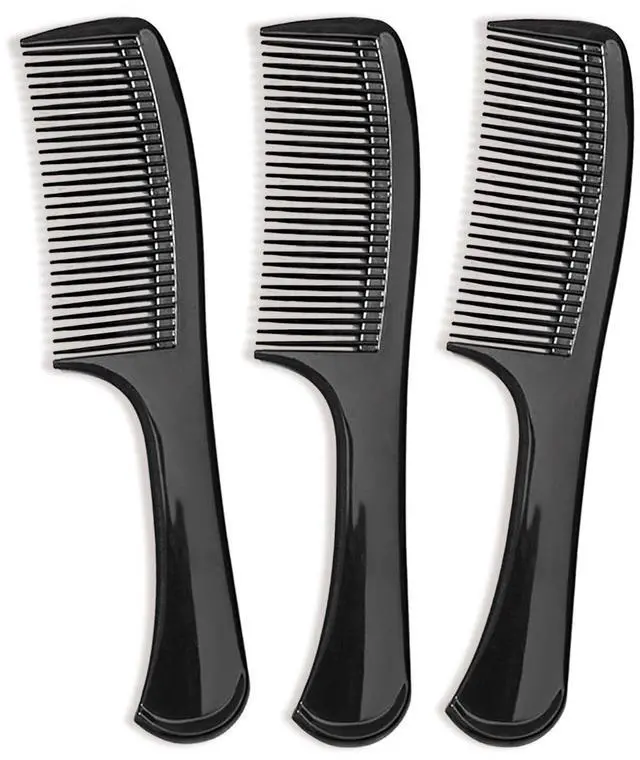Main image of 3PCS Wide-Tooth Comb Set, Detangling & Styling Comb, with Ergonomic Grip for Medium & Thick Hair, Salon-Style, for Men & Women(Black)