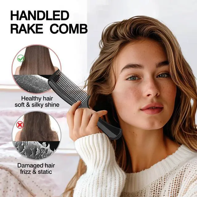 Alt view image 3 of 7 - 3PCS Wide-Tooth Comb Set, Detangling & Styling Comb, with Ergonomic Grip for Medium & Thick Hair, Salon-Style, for Men & Women(Black)