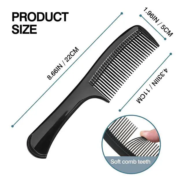 Alt view image 4 of 7 - 3PCS Wide-Tooth Comb Set, Detangling & Styling Comb, with Ergonomic Grip for Medium & Thick Hair, Salon-Style, for Men & Women(Black)