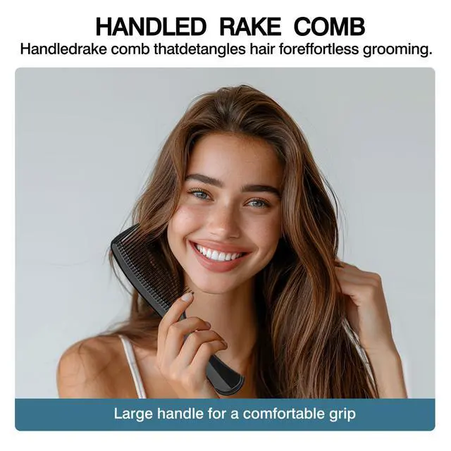 Alt view image 6 of 7 - 3PCS Wide-Tooth Comb Set, Detangling & Styling Comb, with Ergonomic Grip for Medium & Thick Hair, Salon-Style, for Men & Women(Black)