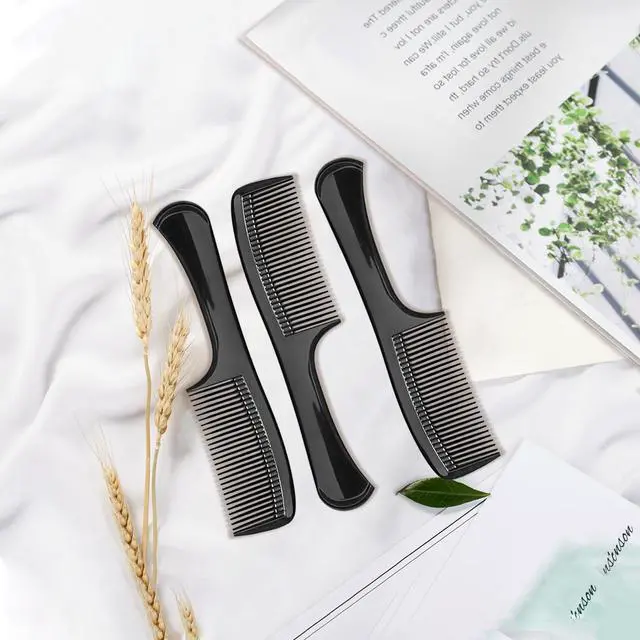 Alt view image 7 of 7 - 3PCS Wide-Tooth Comb Set, Detangling & Styling Comb, with Ergonomic Grip for Medium & Thick Hair, Salon-Style, for Men & Women(Black)