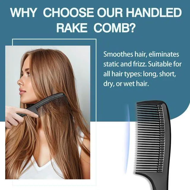 Alt view image 5 of 7 - 3PCS Wide-Tooth Comb Set, Detangling & Styling Comb, with Ergonomic Grip for Medium & Thick Hair, Salon-Style, for Men & Women(Black)