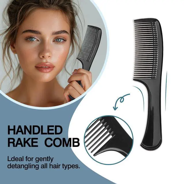 Alt view image 2 of 7 - 3PCS Wide-Tooth Comb Set, Detangling & Styling Comb, with Ergonomic Grip for Medium & Thick Hair, Salon-Style, for Men & Women(Black)