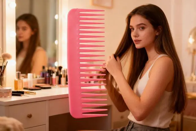 Alt view image 3 of 7 - 3-Pack Large Hair Detangling Comb Wide Tooth Shampoo Comb for Curly, Long & Thick Hair, No Handle Styling (Pink/Blue/Purple)
