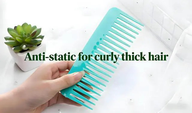 Alt view image 5 of 7 - 3-Pack Large Hair Detangling Comb Wide Tooth Shampoo Comb for Curly, Long & Thick Hair, No Handle Styling (Pink/Blue/Purple)