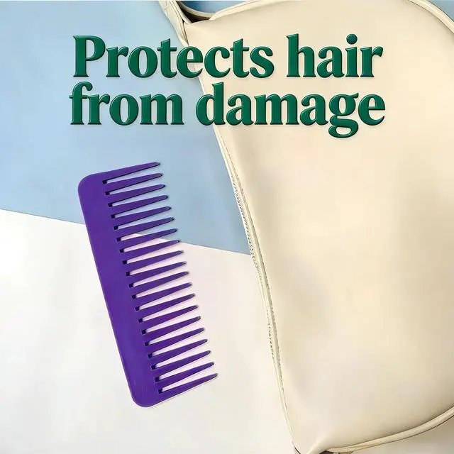Alt view image 4 of 7 - 3-Pack Large Hair Detangling Comb Wide Tooth Shampoo Comb for Curly, Long & Thick Hair, No Handle Styling (Pink/Blue/Purple)