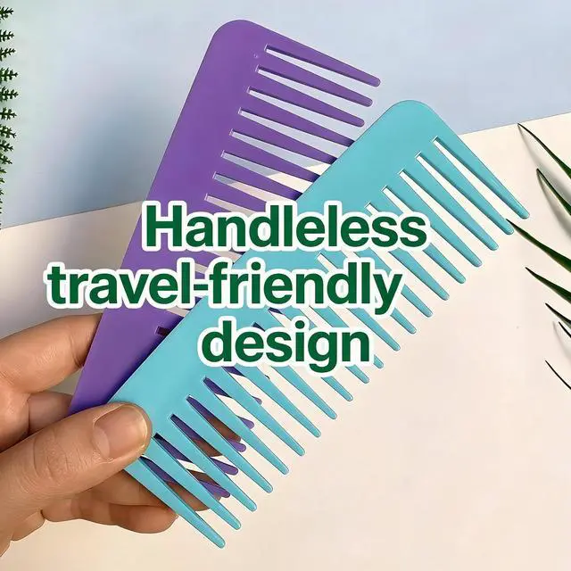 Alt view image 7 of 7 - 3-Pack Large Hair Detangling Comb Wide Tooth Shampoo Comb for Curly, Long & Thick Hair, No Handle Styling (Pink/Blue/Purple)