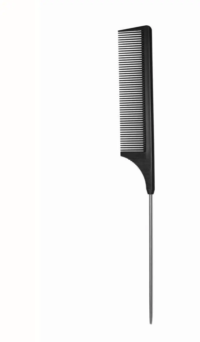 Main image of Hair Comb - a Professional Anti-static Carbon Fibre Metal-Pin Tail Comb,Heat Resistant Barber and Salon Rattail Combs with Non-skid Paddle Parting Combs,Fine Tooth in Black