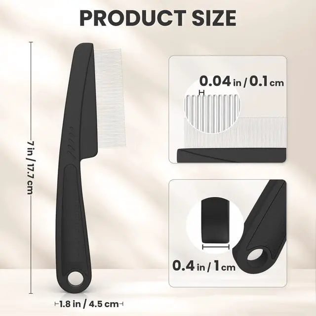 Alt view image 2 of 6 - 0.5mm Fine Tooth Stainless Steel Dandruff Comb for Adults Kids, Black | Scalp Buildup and Debris, Ideal for Daily Scalp Care, Hair Grooming and Dandruff Maintenance