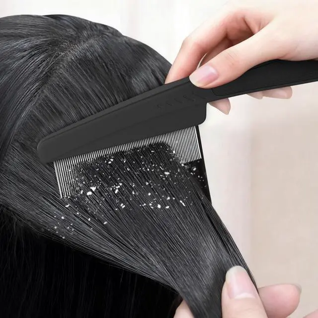 Alt view image 3 of 6 - 0.5mm Fine Tooth Stainless Steel Dandruff Comb for Adults Kids, Black | Scalp Buildup and Debris, Ideal for Daily Scalp Care, Hair Grooming and Dandruff Maintenance