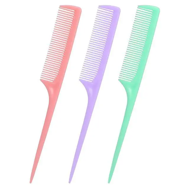 Main image of Rat Tail Comb Set-3Pcs Rat Tail Hair Teasing Fine Tooth Combs for Women Girls, Parting &Hair Styling Tools(Pink Purple Green)