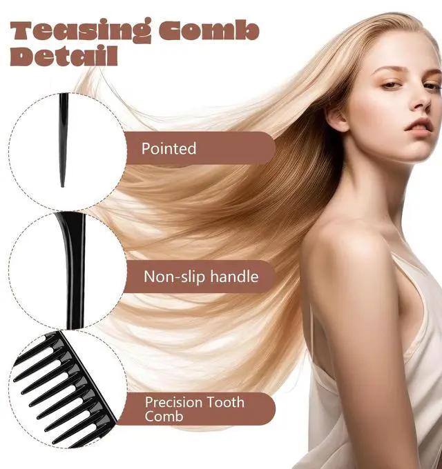 Alt view image 3 of 7 - 3 Pcs Hair Teasing Comb, Professional Teasing Combs for Women | for Volume Boost & Backcombing