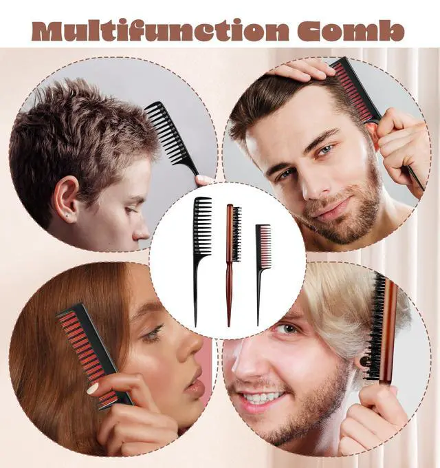 Alt view image 7 of 7 - 3 Pcs Hair Teasing Comb, Professional Teasing Combs for Women | for Volume Boost & Backcombing