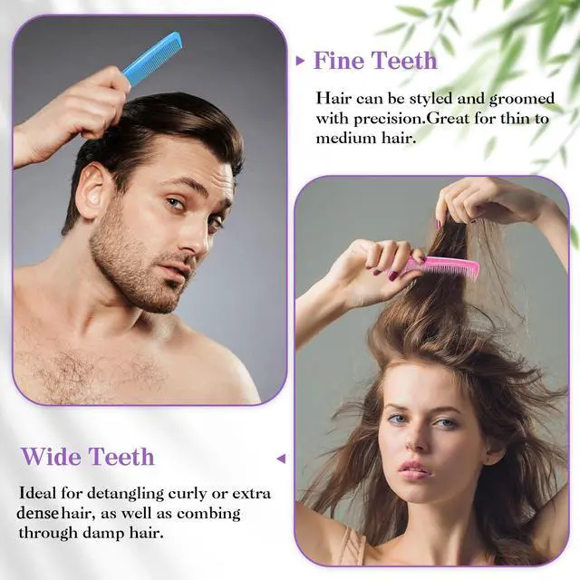 Alt view image 4 of 7 - 24 Pack 4 Colors Pocket Hair Combs, 5 Inch Double Side Fine Tooth | For Men Barber Beard Mustache Grooming, Unbreakable Plastic Bulk, Salon Home Travel Hotel Hairdressing Hairbrush