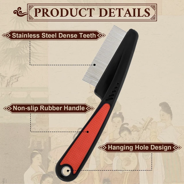 Alt view image 2 of 7 - Dandruff Comb, Stainless Steel Fine Tooth Comb, Dandruff Remover | Scalp Sweep Detoxing, Multifunctional Hairbrush
