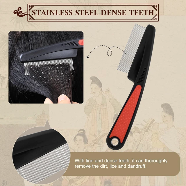 Alt view image 3 of 7 - Dandruff Comb, Stainless Steel Fine Tooth Comb, Dandruff Remover | Scalp Sweep Detoxing, Multifunctional Hairbrush
