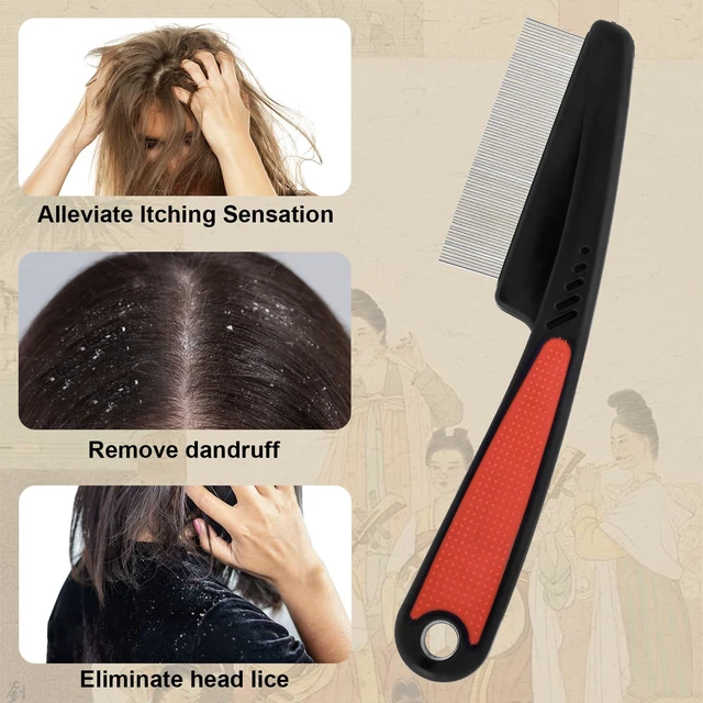 Alt view image 6 of 7 - Dandruff Comb, Stainless Steel Fine Tooth Comb, Dandruff Remover | Scalp Sweep Detoxing, Multifunctional Hairbrush