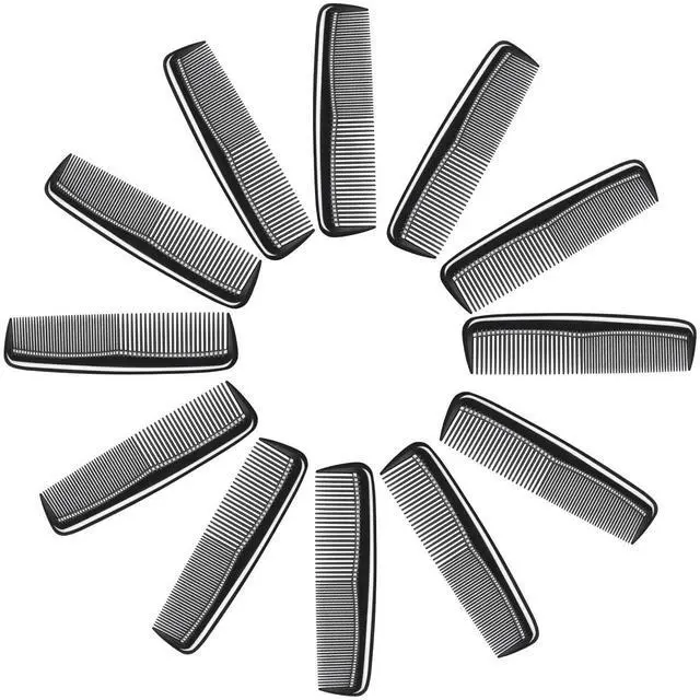 Main image of 12 Pieces 5" Pocket Hair Combs for Men & Women | Travel-Friendly, Dual-Density Teeth For Short Hair, Beards, Mustaches & Sideburns, Black