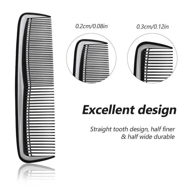 Alt view image 2 of 7 - 12 Pieces 5" Pocket Hair Combs for Men & Women | Travel-Friendly, Dual-Density Teeth For Short Hair, Beards, Mustaches & Sideburns, Black