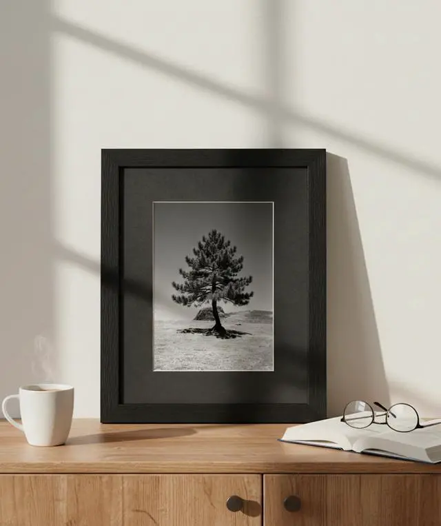 Alt view image 2 of 7 - 8x10 Picture Frame, Solid Wood Picture Frames With Plexiglass, Display 5x7 with Mat or 8x10 Without Mat, Tabletop and Wall Display Photo Frame, 1 Pack, Black