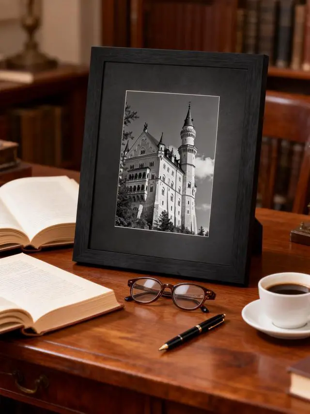 Alt view image 6 of 7 - 8x10 Picture Frame, Solid Wood Picture Frames With Plexiglass, Display 5x7 with Mat or 8x10 Without Mat, Tabletop and Wall Display Photo Frame, 1 Pack, Black