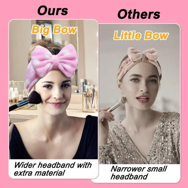 Alt view image 5 of 7 - Women Fashion Lovely Soft Fleece Bowknot Bow Makeup Cosmetic Shower Elastic Hair Band Hairlace Headband (Pink Polka dots)