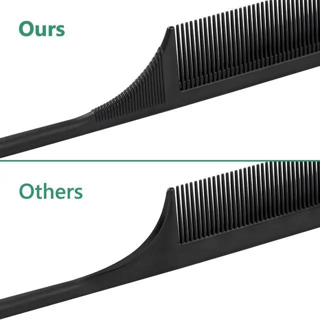 Alt view image 3 of 7 - 4Pcs Rat Tail Combs for Women | Fine Tooth, Anti-Static, Carbon Fiber, Parting & Styling, Black and Green