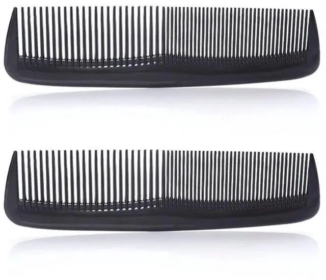 Main image of 2 Pcs Pocket Plastic Hair Combs Fine and Standard Dressing Teeth Cut Hair Cutting Combs Black Styling Beard Combs for Women Men Hairdressing Salon Hair Care Tool