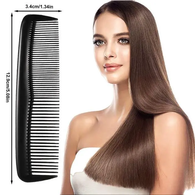 Alt view image 2 of 5 - 2 Pcs Pocket Plastic Hair Combs Fine and Standard Dressing Teeth Cut Hair Cutting Combs Black Styling Beard Combs for Women Men Hairdressing Salon Hair Care Tool