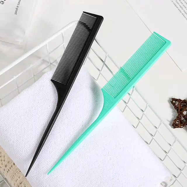 Alt view image 7 of 7 - 4Pcs Rat Tail Combs for Women | Fine Tooth, Anti-Static, Carbon Fiber, Parting & Styling, Black and Green