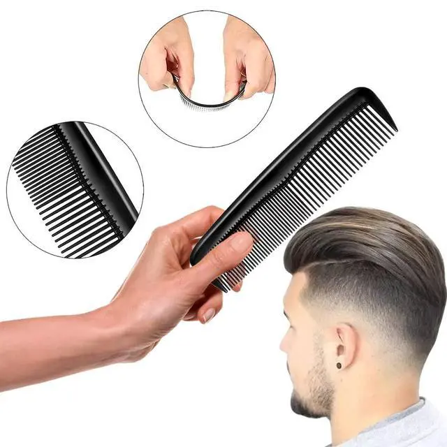 Alt view image 3 of 5 - 2 Pcs Pocket Plastic Hair Combs Fine and Standard Dressing Teeth Cut Hair Cutting Combs Black Styling Beard Combs for Women Men Hairdressing Salon Hair Care Tool