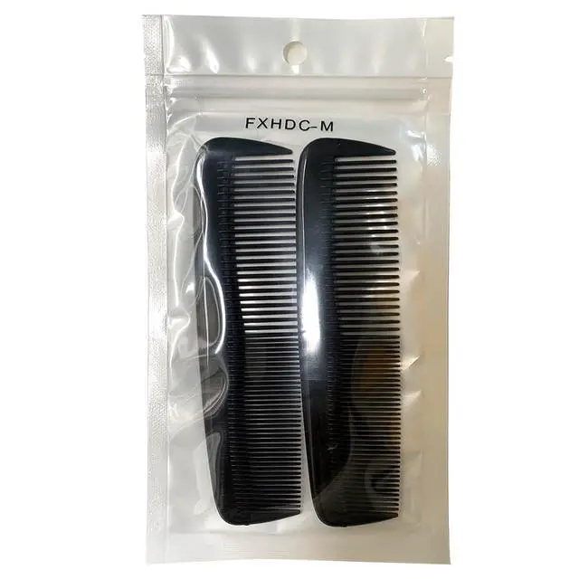 Alt view image 5 of 5 - 2 Pcs Pocket Plastic Hair Combs Fine and Standard Dressing Teeth Cut Hair Cutting Combs Black Styling Beard Combs for Women Men Hairdressing Salon Hair Care Tool