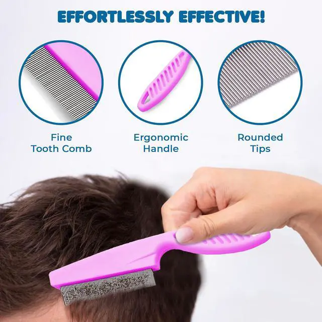 Alt view image 3 of 7 - Dandruff Comb for Men and Women, Stainless Steel Grooming Comb for All Types of Hair, Scalp Care, High-strength Fine Teeth, 7.2", Pink Color, 1 Piece per Pack