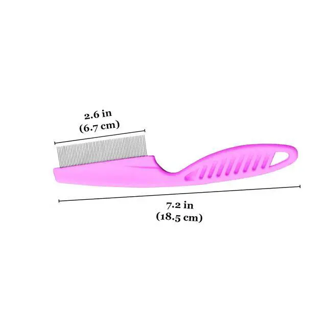 Alt view image 7 of 7 - Dandruff Comb for Men and Women, Stainless Steel Grooming Comb for All Types of Hair, Scalp Care, High-strength Fine Teeth, 7.2", Pink Color, 1 Piece per Pack