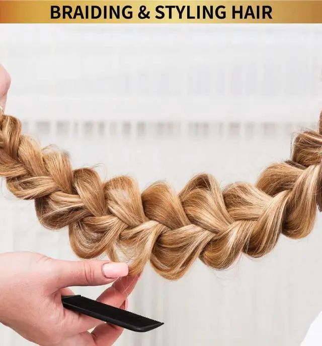 Alt view image 6 of 6 - 9.3" Rat Tail Comb for Hair Styling, Parting, and Braiding with Metal Stainless Steel Pintail (Black & Gold)