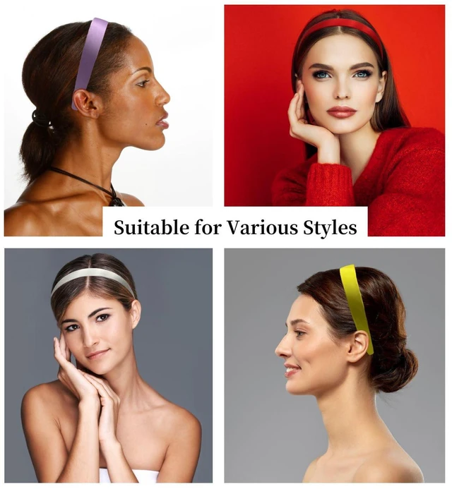 Alt view image 7 of 7 - Headbands for Women & Girls - 1 Inch Satin Headband (Pink) | Classic Hard Hairband with Smooth Satin Finish - Simple Hair Accessory for Everyday Wear, School, Parties & Special Events