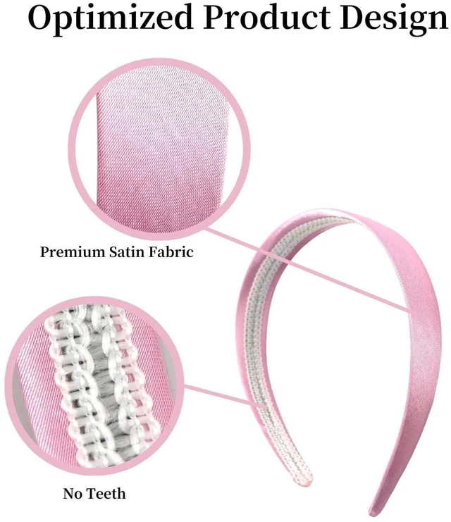 Alt view image 6 of 7 - Headbands for Women & Girls - 1 Inch Satin Headband (Pink) | Classic Hard Hairband with Smooth Satin Finish - Simple Hair Accessory for Everyday Wear, School, Parties & Special Events