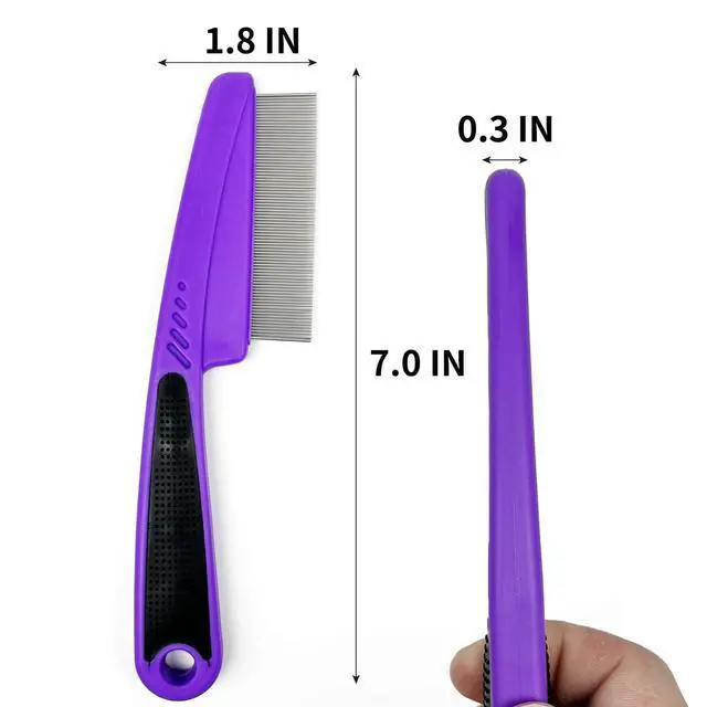 Alt view image 4 of 4 - Stainless Steel Fine Tooth Dandruff Comb, Professional Dandruff Remover, Multifunctional Hair Grooming Comb for Kids and Adults (Purple)