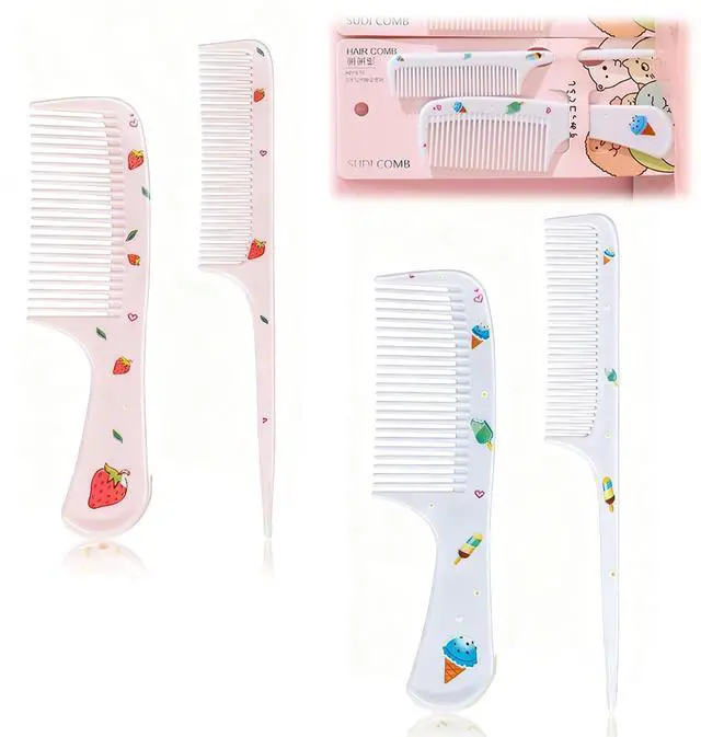 Main image of 4Pcs Cute CombHairs Brush Set Fine-tooth Comb & Rat-Tail Comb, Suitable All Hair Types (Style A)