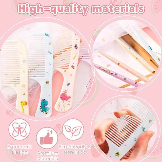 Alt view image 4 of 7 - 4Pcs Cute CombHairs Brush Set Fine-tooth Comb & Rat-Tail Comb, Suitable All Hair Types (Style A)