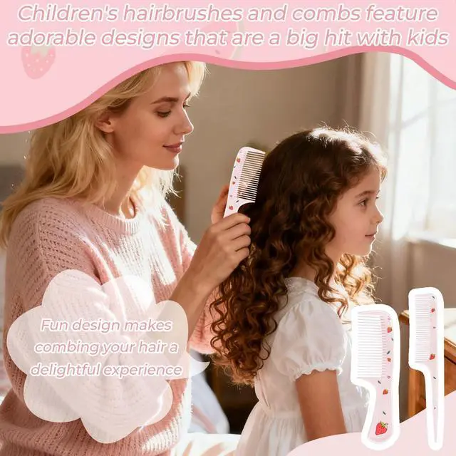 Alt view image 6 of 7 - 4Pcs Cute CombHairs Brush Set Fine-tooth Comb & Rat-Tail Comb, Suitable All Hair Types (Style A)