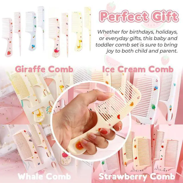 Alt view image 7 of 7 - 4Pcs Cute CombHairs Brush Set Fine-tooth Comb & Rat-Tail Comb, Suitable All Hair Types (Style A)