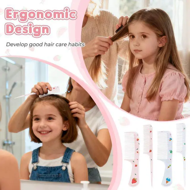 Alt view image 5 of 7 - 4Pcs Cute CombHairs Brush Set Fine-tooth Comb & Rat-Tail Comb, Suitable All Hair Types (Style A)