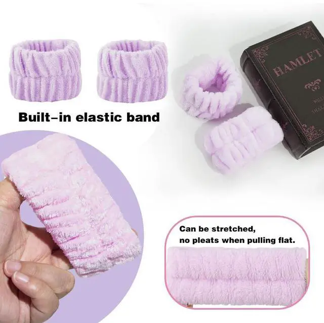 Alt view image 4 of 7 - SPA Headband Skincare Hair Band Head band Bubble Headband Set for Washing Face Makeup Skincare SPA Hairband with Wristbands Purple