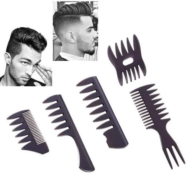 Main image of Styling Hair Comb Set Salon Barber Hairstylist Comb 5 Pack Professional Hair Brush Retro Hairdressing Hair Care Style Accessory Double-sided for Men Boy Gentleman