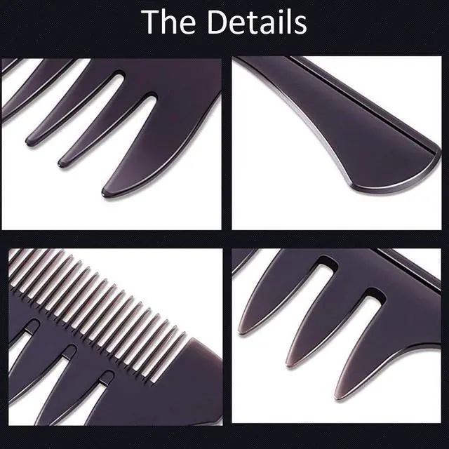 Alt view image 4 of 6 - Styling Hair Comb Set Salon Barber Hairstylist Comb 5 Pack Professional Hair Brush Retro Hairdressing Hair Care Style Accessory Double-sided for Men Boy Gentleman