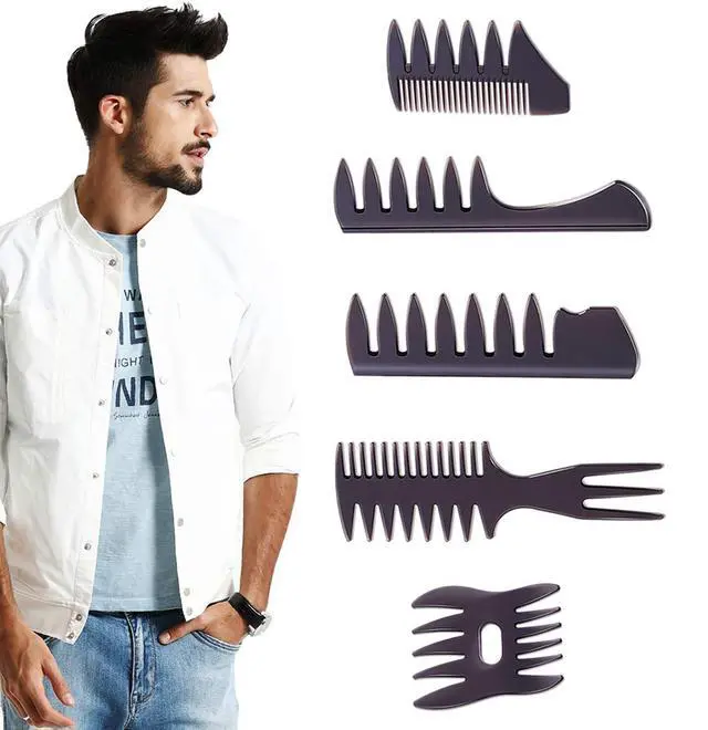 Alt view image 5 of 6 - Styling Hair Comb Set Salon Barber Hairstylist Comb 5 Pack Professional Hair Brush Retro Hairdressing Hair Care Style Accessory Double-sided for Men Boy Gentleman