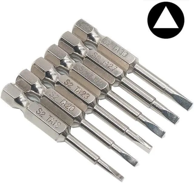 Alt view image 3 of 7 - 6 Pieces Magnetic Triangle Screwdriver Bits Set 1/4 inch Hexagonal 1.8 mm, 2.0 mm, 2.3 mm, 2.5 mm, 2.7 mm, 3.0 Triangle Bits 50mm Length